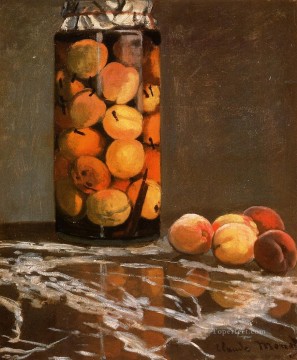  Cot Pintura - Tarro de melocotones Claude Monet